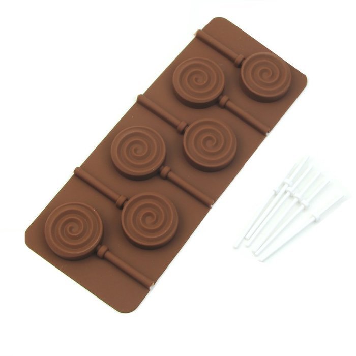 YSTD&reg; 6 - lollipop Silicone Ice Cube Chocolate Cake Cookie Cupcake Soap Molds Mould N7