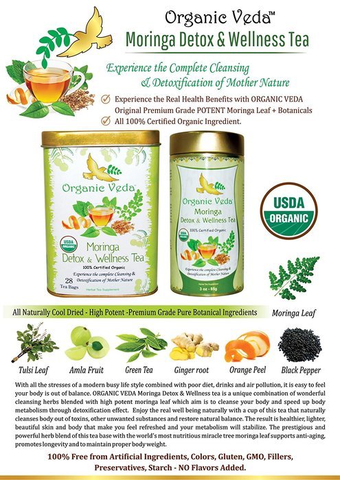 Organic Moringa Ginger Tea (Loose Leaf Tea). USDA Certified Organic. Rich in Antioxidants and Daily Needed Essential...