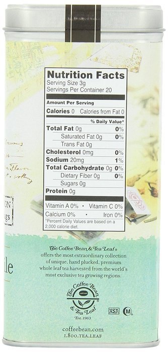 The Coffee Bean & Tea Leaf, Tea, Hand-Picked Lemon Chamomile, 20 Count Tin N9