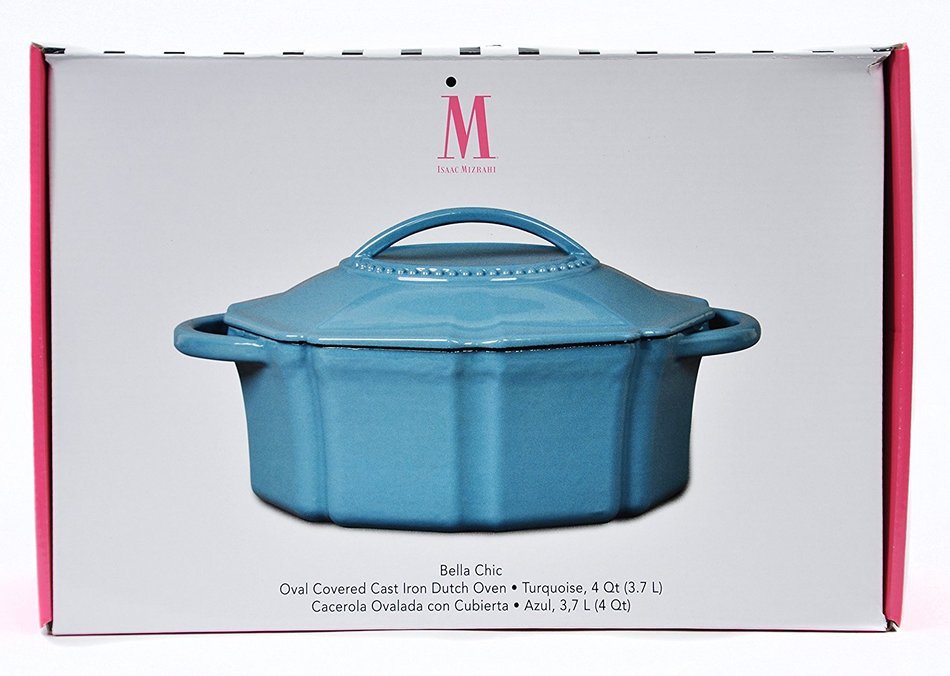 Isaac Mizrahi Bella Chic Oval Casserole and Lid Dutch Oven 4-Quart (Turquoise) N2