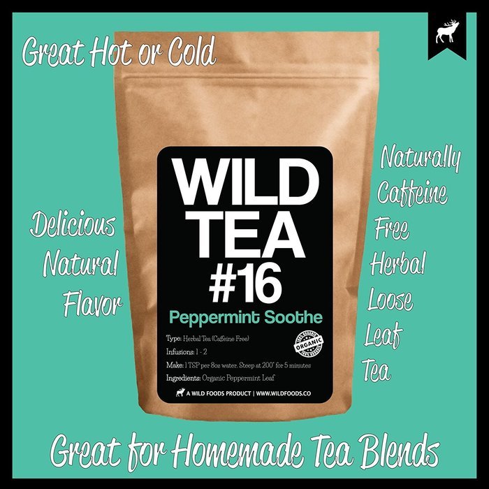 Organic Peppermint Tea, Loose Leaf Herbal Peppermint Leaves, Wild Tea #16 Peppermint Soothe by Wild Foods (2 ounce) N11