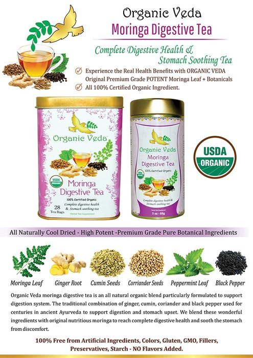 Organic Moringa Ginger Tea (Loose Leaf Tea). USDA Certified Organic. Rich in Antioxidants and Daily Needed Essential... N6