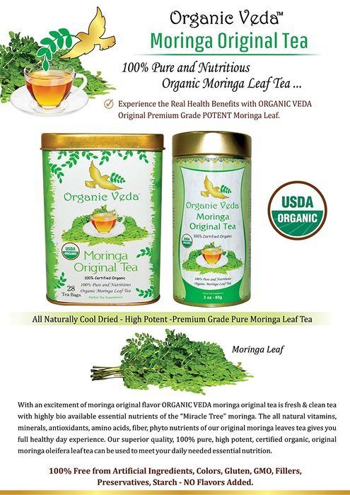 Organic Moringa Ginger Tea (Loose Leaf Tea). USDA Certified Organic. Rich in Antioxidants and Daily Needed Essential... N8