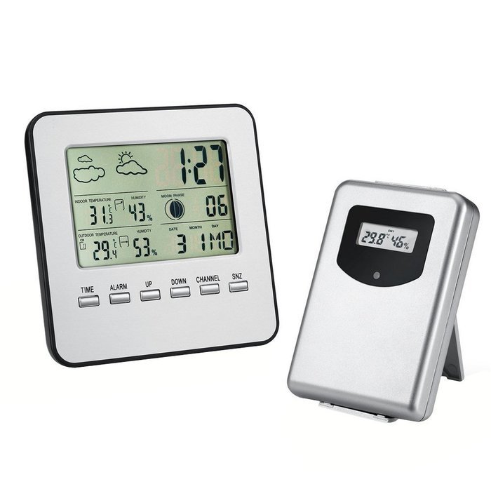 Cideros Wireless Electronic Weather Station Alarm Clock with Outdoor ...