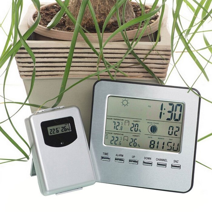 Cideros Wireless Electronic Weather Station Alarm Clock with Outdoor Sensor Hygrometer Thermometer Moon phase... N4