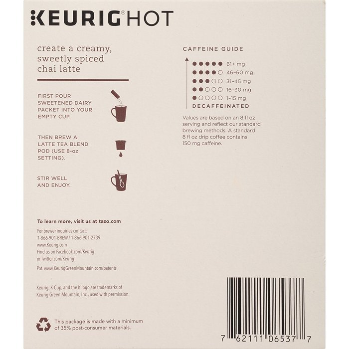 Tazo Vanilla Caramel Chai Latte, K-Cup for Keurig Brewers, 24 Count N5