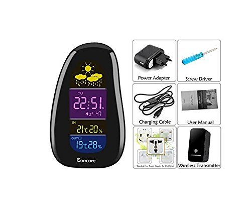 Camonity Cobblestone Shaped Forecast RF Remote Wireless Weather Station In/outdoor Hygrometer Temperature Meter... N4