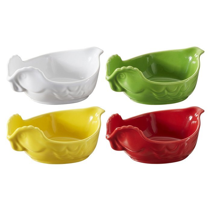 Revol Happy Cuisine Assorted Color Porcelain 7 Ounce Poultry Dish, Set of 4 N2