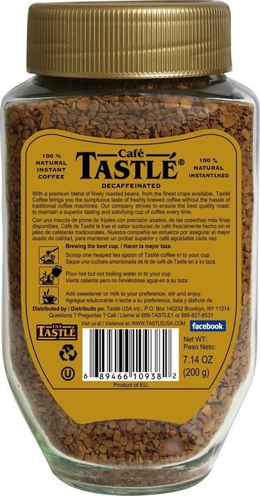 Cafe Tastle Decaffeinated Freeze Dried Instant Coffee, 7.14 Ounce N2