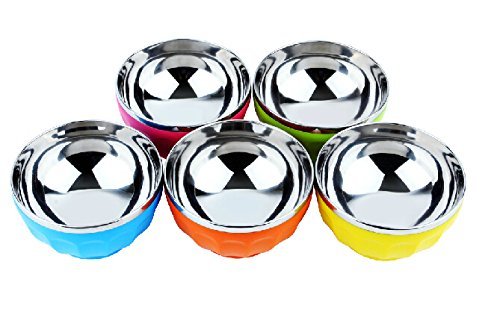 Bumud 5 Pack Kids Break-resistant Stainless Steel Bowl N3