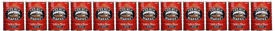 French Market Coffee & Chicory, City Roast (Dark Roast), 12-ounce Cans (Case of 12) N3