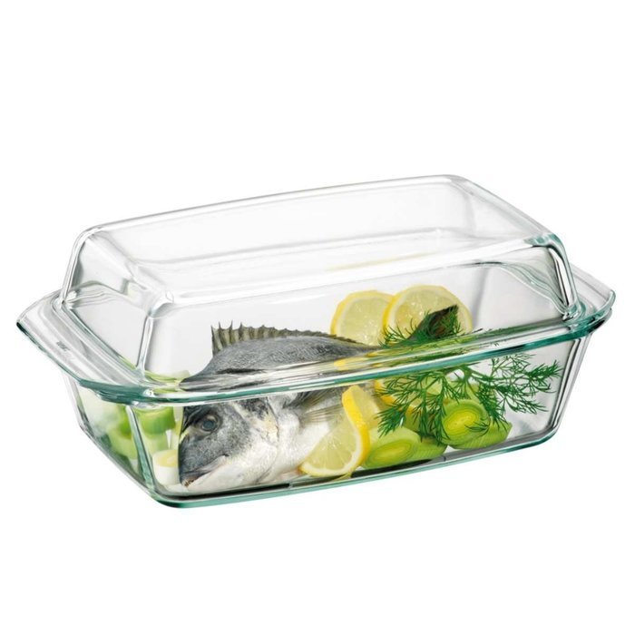 Simax Glassware 7156/7166 Oblong Casserole Pan with High Lid, 3-Quart