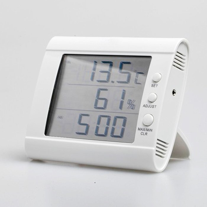 HITO Humidity/Indoor Outdoor Temperature Clock w/ Max and Min and Remote Probe (White)