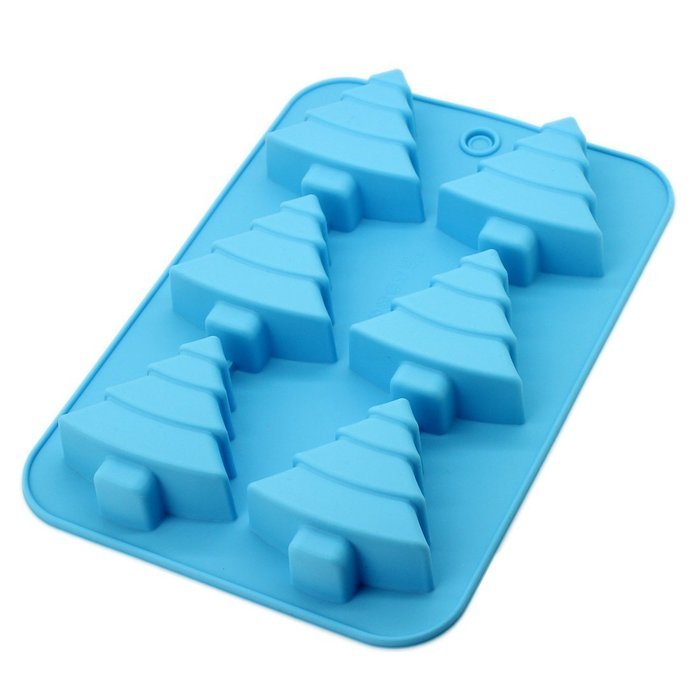 DUFUSTORE Chocolate Cake Candy Baking Silicone Bakeware Mould 6pcs Christmas Tree Random Color N2