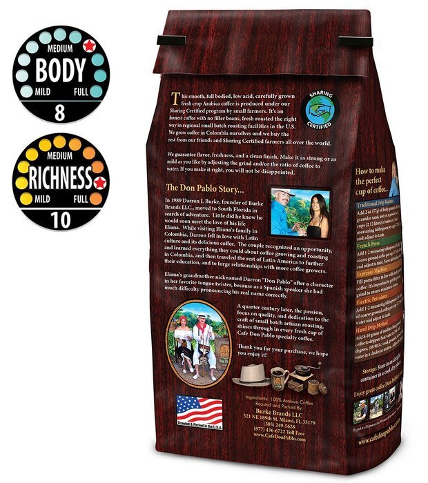 2LB Cafe Don Pablo Gourmet Coffee Signature Blend - Medium-Dark Roast Coffee - Whole Bean Coffee - 2 Pound ( 2... N13