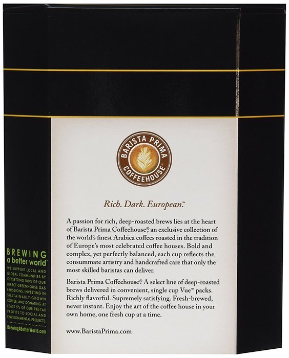 Barista Prima French Roast, Vue Cup Portion Pack for Keurig Vue Brewing Systems (72 Count) N2