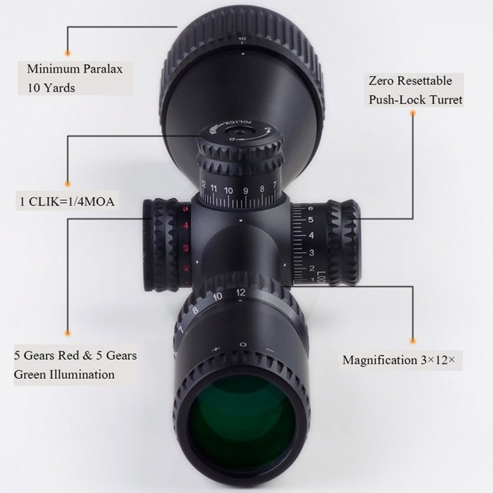 Hunter Rifle Scope Discovery Optical V-z 4.5-18x44sf Mil-dot Reticle Side Parallax with Side Focal for Hunting... N20