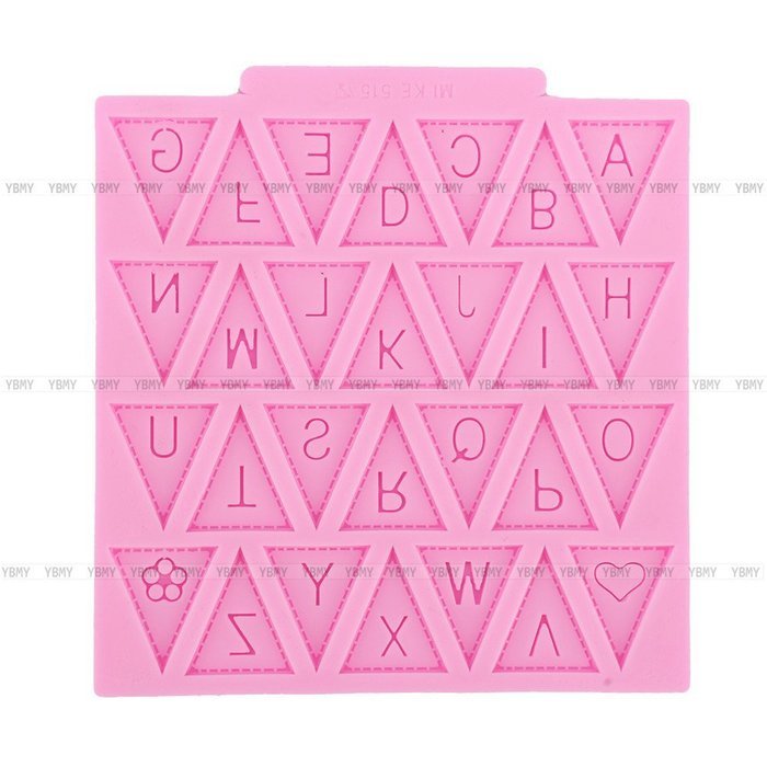 Yosoo Letter Flag Bunting Silicone Fondant Mold Cake Decorating Chocolate Mould Baking N15