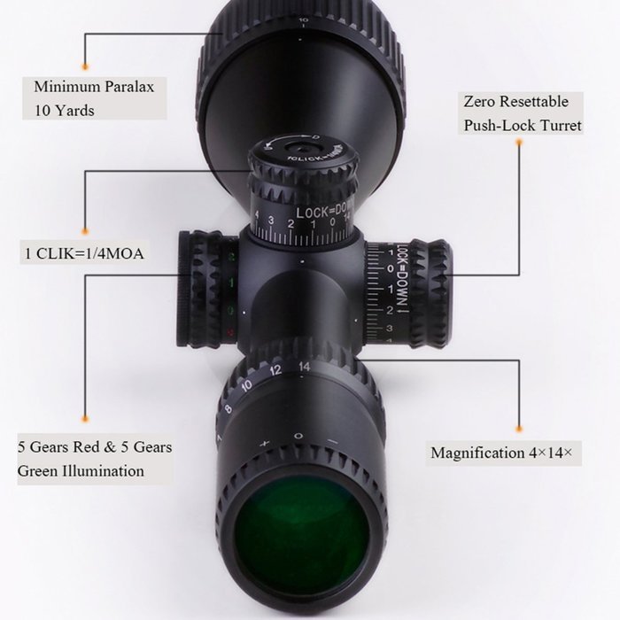 Hunter Rifle Scope Discovery Optical V-z 4.5-18x44sf Mil-dot Reticle Side Parallax with Side Focal for Hunting... N35
