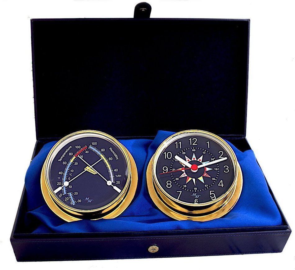 Blue Flag 5.75 Cabin Gift Set presented in a Leather Finish Felt Lined Gift Box with Clock and Comfort Meter N5