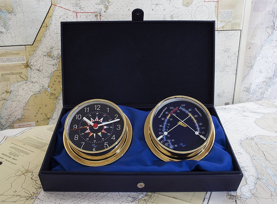 Blue Flag 5.75 Cabin Gift Set presented in a Leather Finish Felt Lined Gift Box with Clock and Comfort Meter N6