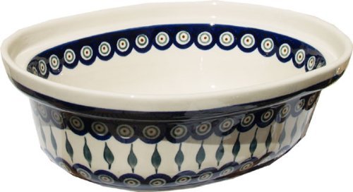 Polish Pottery Oval Casserole Dish From Zaklady Ceramiczne Boleslawiec #1158-56 Peacock Classic Pattern, Height...