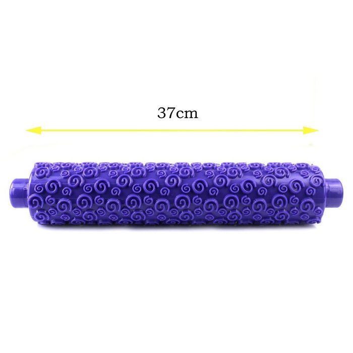 DUFUSTORE 10" Rolling Pin HDPE Cake Fondant Sugarcraft Paste Spiral Embossed Purple