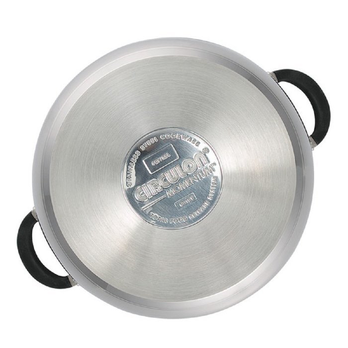 Circulon Momentu Stainless Steel Nonstick 4-Quart Covered Casserole with Locking Straining Lid N5