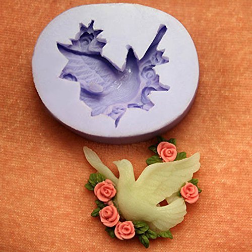 "Peace Dove Rose Silicone Chocolate Mold Fondant Cake Decorating Mould" shopping N9
