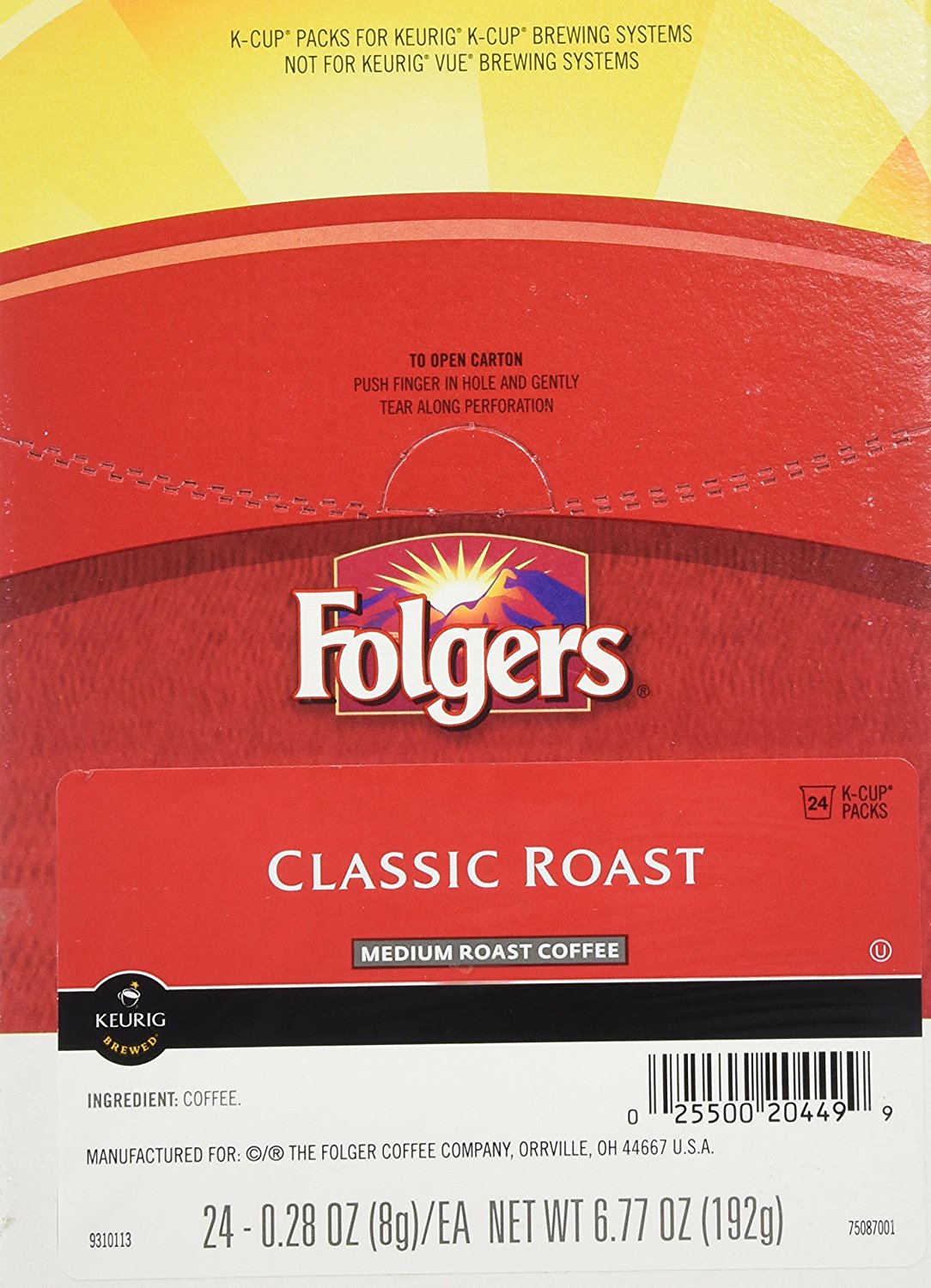 Folgers Gourmet Selections Classic Roast Coffee(Meduim Roast) Keurig K