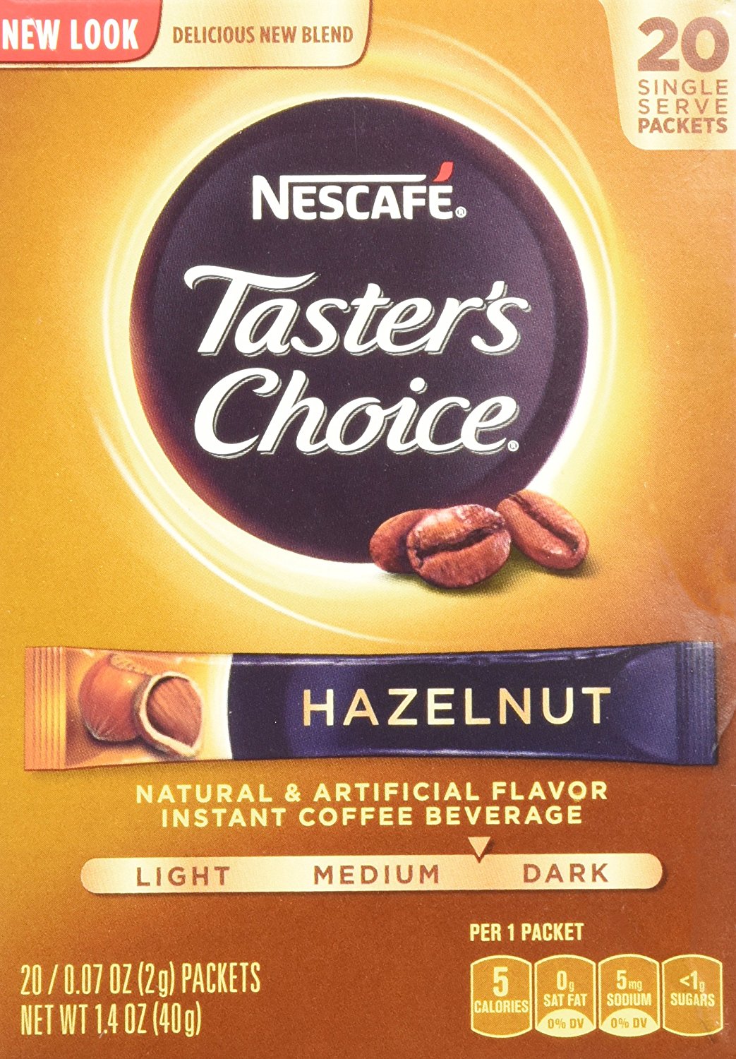 Nescafe Taster's Choice Instant Coffee Hazelnut, 20-Count Sticks, (Pack ...