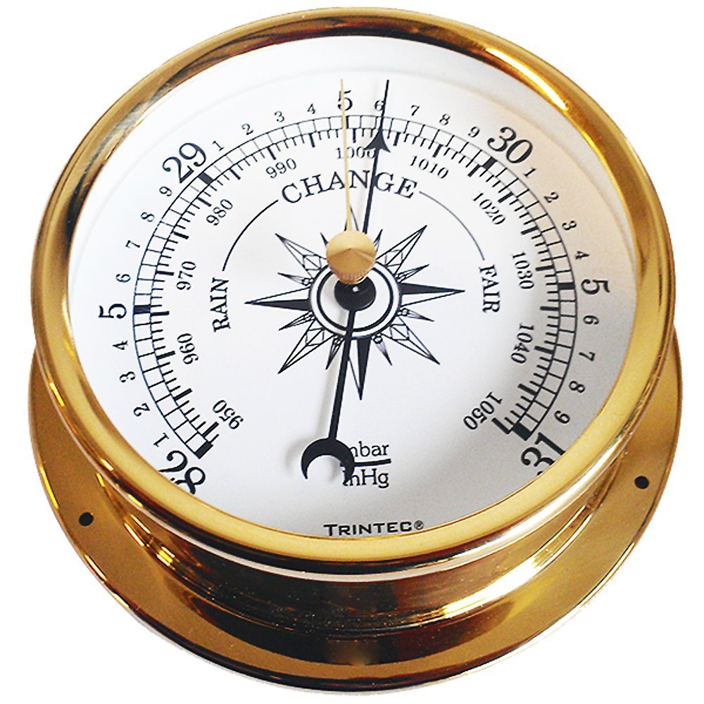 Trintec Omni Weather Station Brass Quartz Clock Thermometer Barometer ...