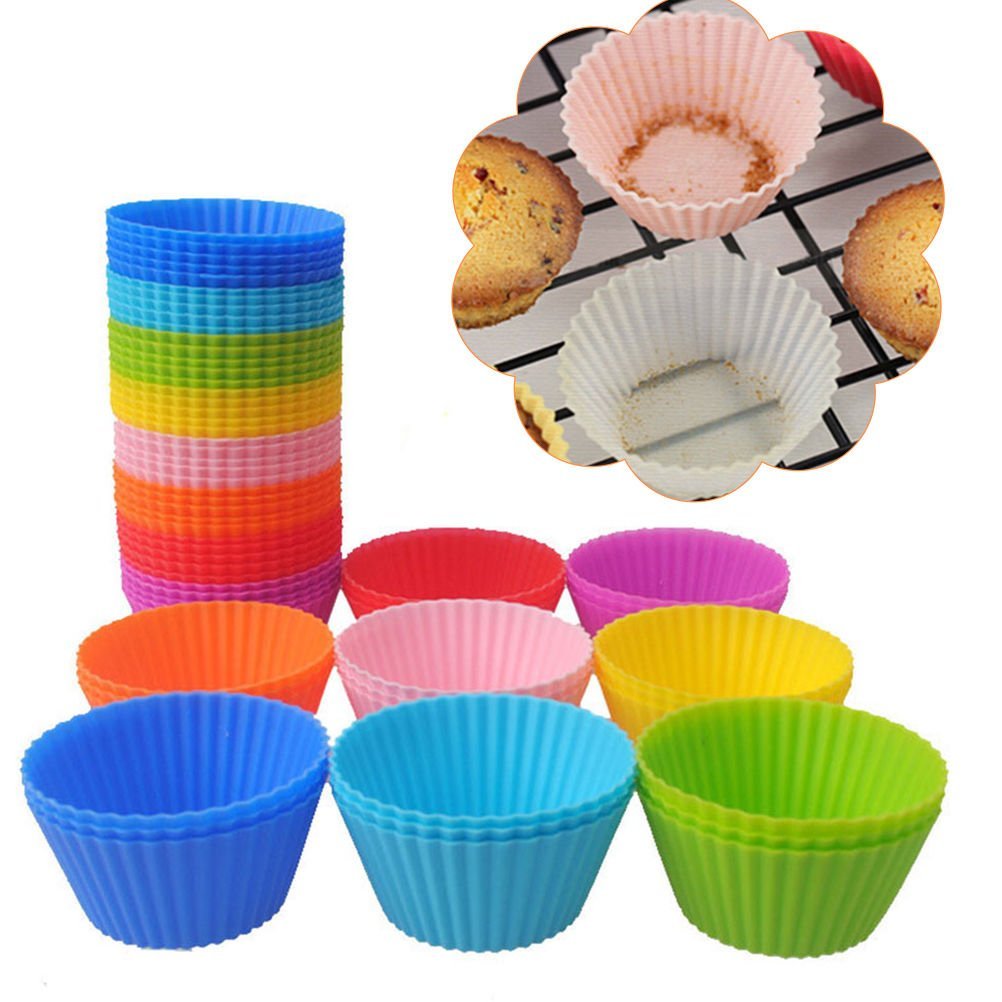 10 Pack Reusable Silicone Cupcake Liners Muffin Cups Baking Cups BPA ...