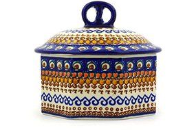 Polmedia Polish Pottery 6-inch Stoneware Jar with Lid H9530E Hand Painted from Ceramika Artystyczna in Boleslawiec... N2