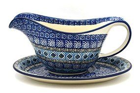 Polish Pottery Gravy Boat - Aztec Sky