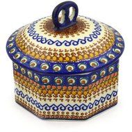 Polmedia Polish Pottery 6-inch Stoneware Jar with Lid H9530E Hand Painted from Ceramika Artystyczna in Boleslawiec... N3