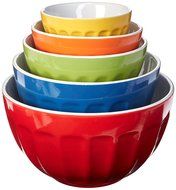 Uniware&reg; Heavy Duty Stoneware Mixing Bowls Set of 5, with Color Box, 4.53-Inch + 6-Inch + 7.6-Inch + 9-Inch +10.5... N2