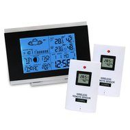 Wireless Weather Station + 2 Remote Sensor Weather Station Monitoring Clocks Temperature Outdoors-Indoors Humidity...