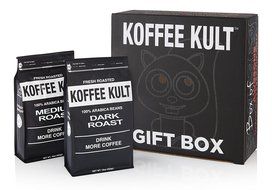Koffee Kult Coffee Holiday Gift Basket - Variety of 3 Whole Bean Coffee - Dark Roast - Medium Roast - Harrar Coffees N4