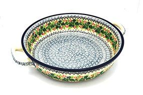 Polish Pottery Baker - Round with Handles - Large - Holly Berry