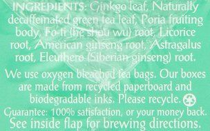 Triple Leaf Tea, Ginkgo &amp; Decaf Green Tea, 20 Tea Bags 1.27 OZ (Pack of 6)