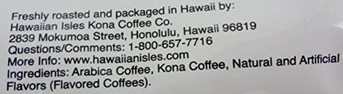 Hawaiian Isles Kona Coffee Ground Vanilla Macadamia 10 oz. Bag Decaf N5