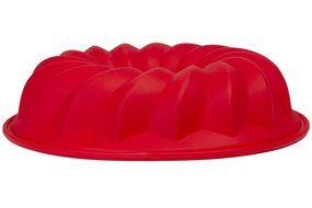 Fluted Bundt Cake Silicone Mold - Round 10x2 Inch Pan - Red