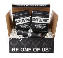 Koffee Kult Coffee Holiday Gift Basket - Variety of 3 Whole Bean Coffee - Dark Roast - Medium Roast - Harrar Coffees N8
