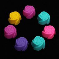 7 X Rose Cup Cake Muffin Maker Mold Baking Mould Silicone N2