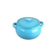 Denby Oven to Table Curved Bean Pot with Cover, 3.3-Liter, Blue