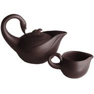 Graceful Swan Chinese Yixing Clay Teapot 3 Piece Set