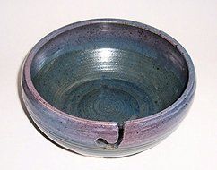 "ABC Products " - Hand Made Clay Glazed Yarn Bowl - With Hole Shaped Like Hook To Guide The Yarn Through - (Rustic... N2