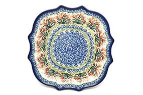 Polish Pottery Tray - Serpentine Edge - Crimson Bells