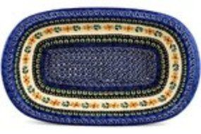 Polish Pottery Oval Baker 14-inch Golden Daisy Swirl